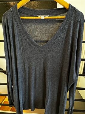 CAbi Long Sleeve V-Neck Tank Top in Charcoal Gray